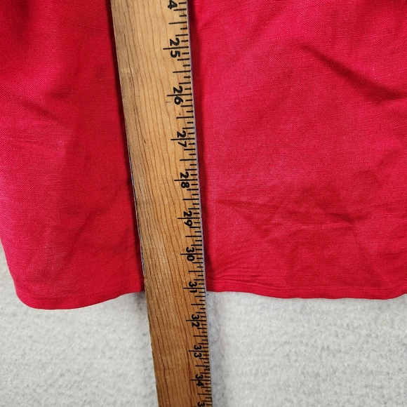 JG Hook Womens Plus Size 28W Linen Blend Red/White Ruffle Front Button Shirt - Picture 8 of 10